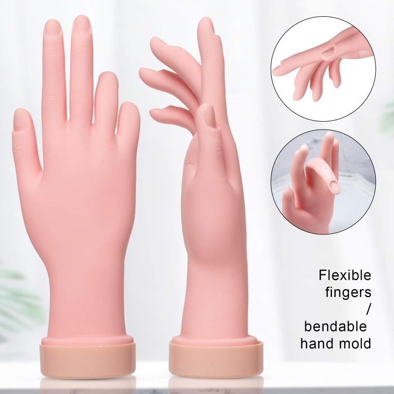 AORAEM Nail Trainning Hand Flexible Soft Practice Plastic Mannequin Hand Nails Tips Art Trainer Manicure Practice Hand Tool - Image 5
